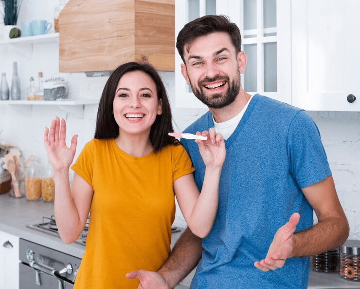 Happy couple with medication